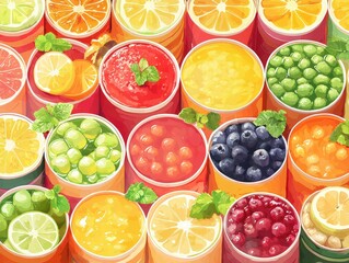 A refreshing collection of fresh fruits and drinks arranged beautifully for a delightful gathering