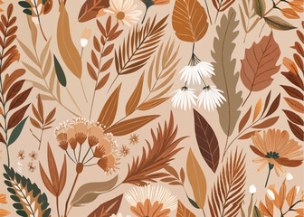 Bohemian Floral Pattern with Earthy Tones