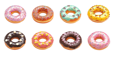 Assorted Colorful Donuts with Various Toppings