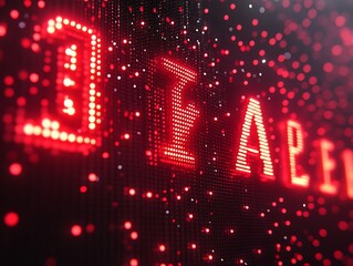 Digital display showing red text