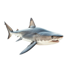 Fototapeta premium Angled view full-body shot of an extremely perfect-looking single Porbeagle Shark isolated on a white transparent background