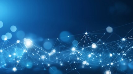 Luminous blue network connection with sparkling dots background. Based on Generative AI