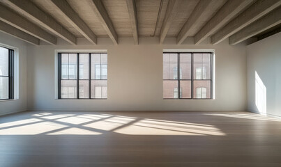 Obraz premium Spacious empty room with natural light in modern urban setting