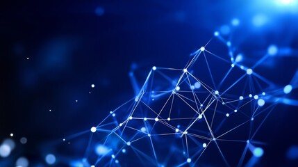 Luminous blue network connection with sparkling dots background. Based on Generative AI