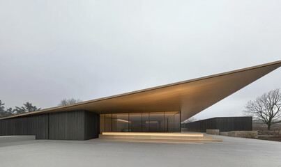 Modern architectural design featuring minimalist style in a natural setting