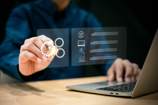 Digital Automation and Business Optimization Concept.  workflow development Business process management and workflow automation diagram .