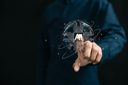 Artificial intelligence AI circuit board in shape electronic PCB circuit icon symbol , business in the digital age, enhancing global business capabilities. Ai - Powered by Adobe