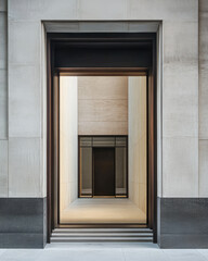 Fototapeta premium Intriguing architectural passageway features clean lines and modern design in a city setting