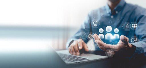 HR Human resources management Business concept , Recruitment process to work efficiently and achieve sustainable business success. team building, innovative recruitment employee.