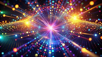 Obraz premium Abstract Colorful Burst of Light and Energy, a Vibrant Display of Sparkling Particles in Motion