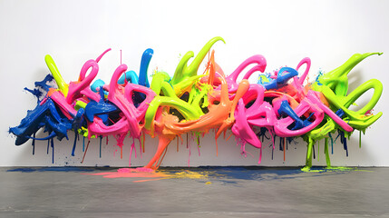 A vibrant collection of colorful balloons floating in a clear blue sky during a festive outdoor celebration