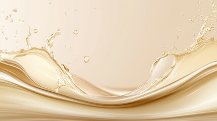Texture of clean water with splashes on beige background