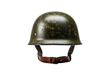 Old vintage army helmet isolated on transparent background