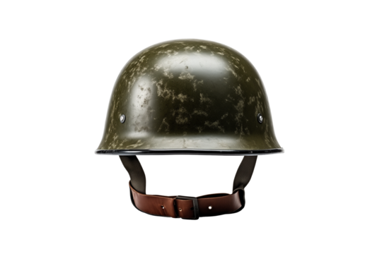 Old vintage army helmet isolated on transparent background