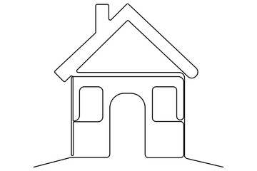 Continuous one line House concept outline isolated on white background illustration
