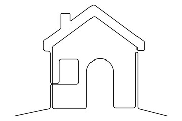 Continuous one line House concept outline isolated on white background illustration
