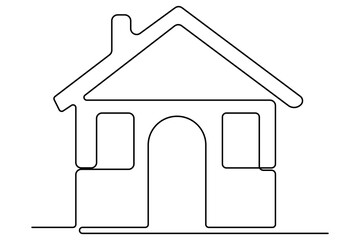 Continuous one line House concept outline isolated on white background illustration
