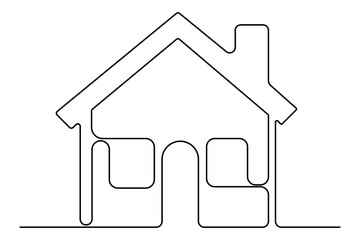 Continuous one line House concept outline isolated on white background illustration
