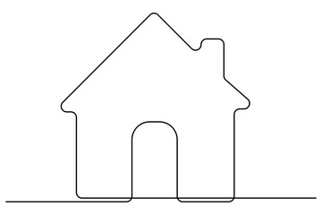 Continuous one line House concept outline isolated on white background illustration
