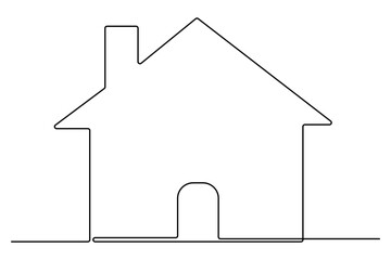 Continuous one line House concept outline isolated on white background illustration
