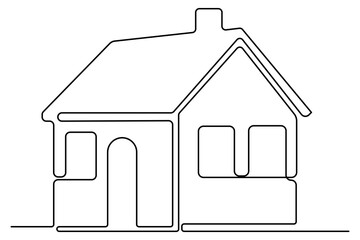 Continuous one line House concept outline isolated on white background illustration
