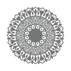 Silver color mandala ornamental illustration vector design. 
