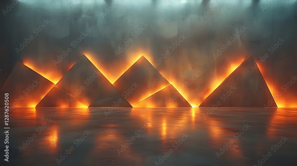 Poster glowing geometric backdrop with soft triangular patterns for product showcases and presentations