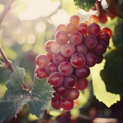Ripe bunch of red grapes with a soft natural shine isolated on white