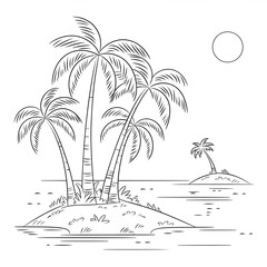vector illustration of a tropical island coloring page  © Sabit