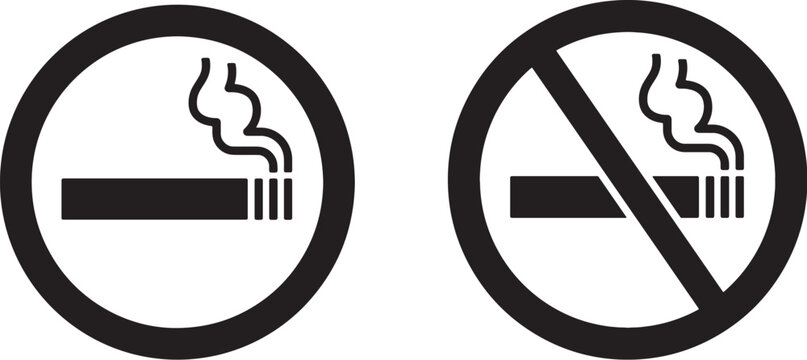 Printable vector illustration of smoking and no smoking sign