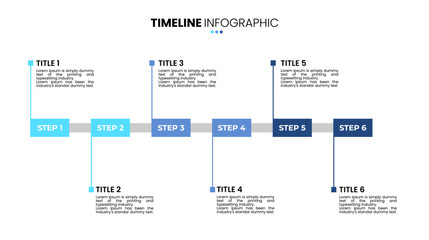 Rectangle timeline infographic 6 options, step, sequence. Six stage infographic template for business presentations	