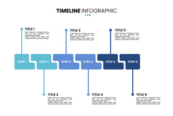 Puzzle timeline infographic 6 options, step, sequence. Six stage infographic template for business presentations