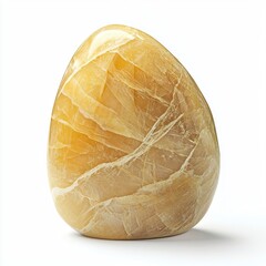 Obraz premium Soft yellow polished calcite gemstone isolated on white