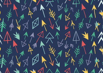 Obraz premium Fun, Geometric Arrow Pattern on a Deep Blue Background