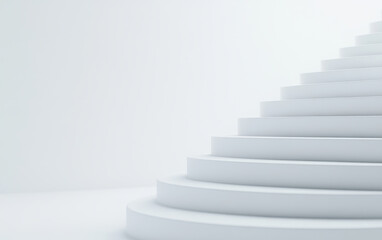Obraz premium Minimalist white staircase leading upwards in bright, airy space