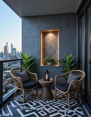 modern balcony with modern furniture