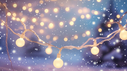 Winter Glow: Illumination and Snow Blurred Background