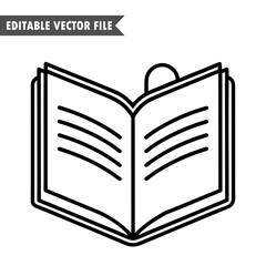 book icon, book line art vector illustration