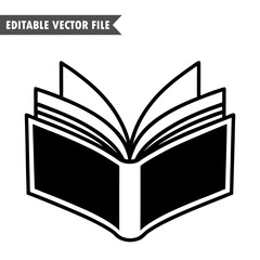 open book with heart, book silhouette and line art vector illustration