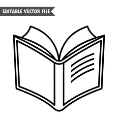 open book on white, book line art vector designe