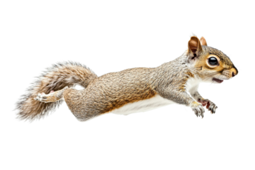Squirrel Leaping in Mid-Air on Transparent Background