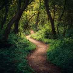 Fototapeta premium Serenity of nature trail in lush forest 