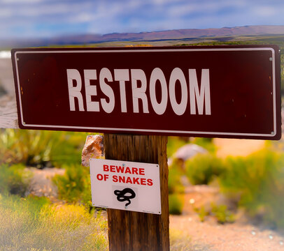 restroom sign at grand canyon beware of snakes