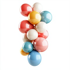 Balloon bunch in different colors isolated on white background