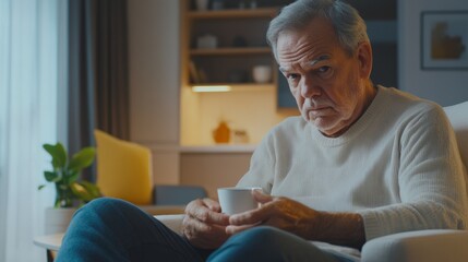 Dementia symptoms in a senior person displaying anxiety during social interactions. Featuring confusion and frustration