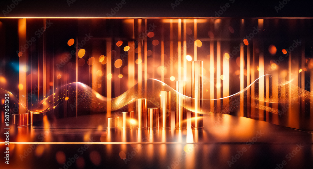 Aufkleber Elegant abstract background featuring flowing golden waves and sparkling bokeh lights, creating a luxurious and festive atmosphere.