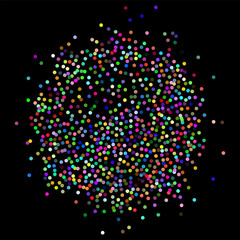 Circle created from colorful glitter dots. Multicolor stippled dots background. Ideal for festive and artistic designs, the sparkling dots form a visually stunning and eye-catching composition.
