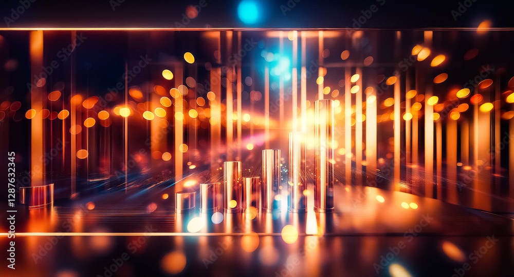 Aufkleber blurred abstract image featuring luminous bokeh lights in orange and blue hues. dynamic spots spread