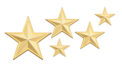 golden stars for product rating cut out representing a high rating or achievement transparent background 