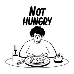 A glyph illustration of not hungry character 